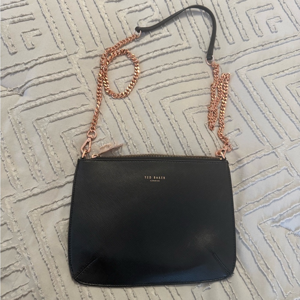 Ted Baker London Black Bag with Rose Gold Chain